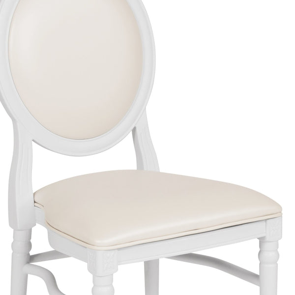 English Elm HERCULES King Louis Chair with Tufted Back - Elegant, Sturdy Design for Dining, Events & Offices White Vinyl/White Frame LE-W-W-MON-GG