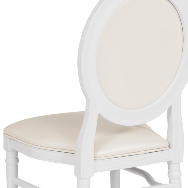 English Elm HERCULES King Louis Chair with Tufted Back - Elegant, Sturdy Design for Dining, Events & Offices White Vinyl/White Frame LE-W-W-MON-GG