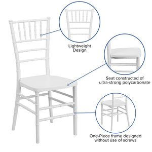 English Elm HERCULES Premium Stacking Chiavari Chair - Elegant Resin Seating for Weddings, Events & Rentals White LE-WHITE-GG