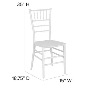English Elm HERCULES Series Stacking Chiavari Chair - Elegant, Durable Seating for Events with Compact Storage Options White LE-WHITE-M-GG