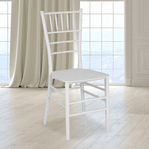 English Elm HERCULES Series Stacking Chiavari Chair - Elegant, Durable Seating for Events with Compact Storage Options White LE-WHITE-M-GG