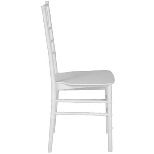 English Elm HERCULES Series Stacking Chiavari Chair - Elegant, Durable Seating for Events with Compact Storage Options White LE-WHITE-M-GG
