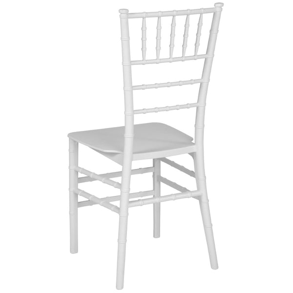 English Elm HERCULES Series Stacking Chiavari Chair - Elegant, Durable Seating for Events with Compact Storage Options White LE-WHITE-M-GG