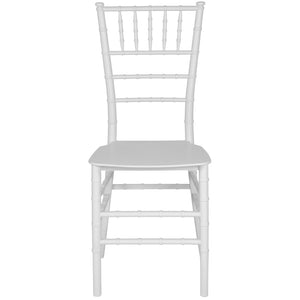English Elm HERCULES Series Stacking Chiavari Chair - Elegant, Durable Seating for Events with Compact Storage Options White LE-WHITE-M-GG