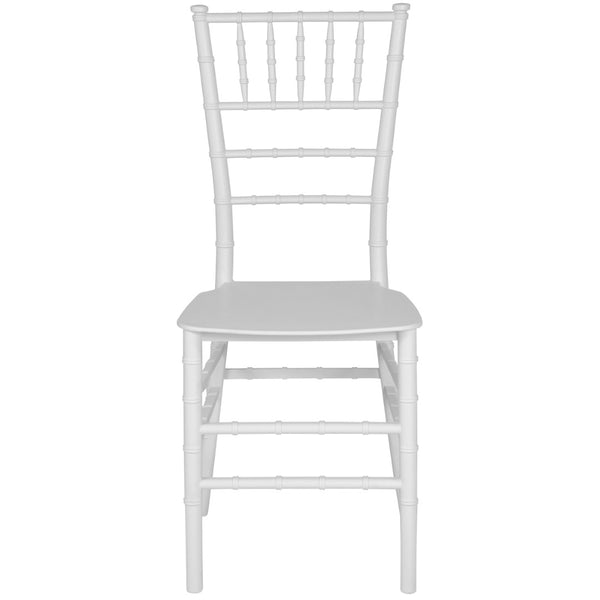 English Elm HERCULES Series Stacking Chiavari Chair - Elegant, Durable Seating for Events with Compact Storage Options White LE-WHITE-M-GG