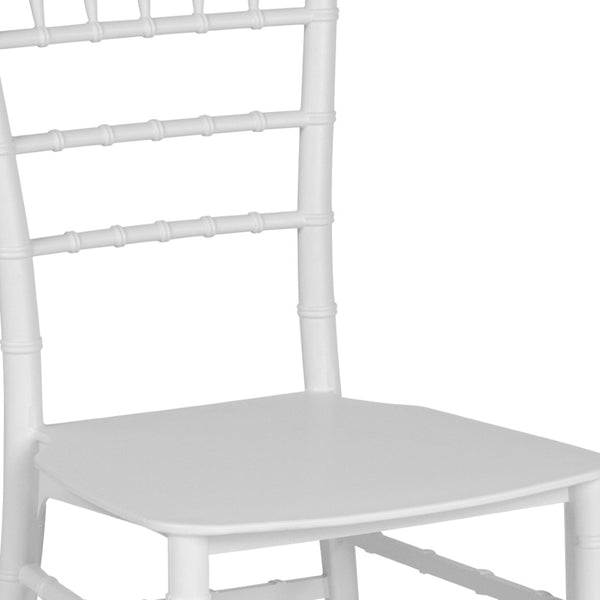English Elm HERCULES Series Stacking Chiavari Chair - Elegant, Durable Seating for Events with Compact Storage Options White LE-WHITE-M-GG