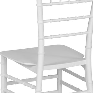 English Elm HERCULES Series Stacking Chiavari Chair - Elegant, Durable Seating for Events with Compact Storage Options White LE-WHITE-M-GG