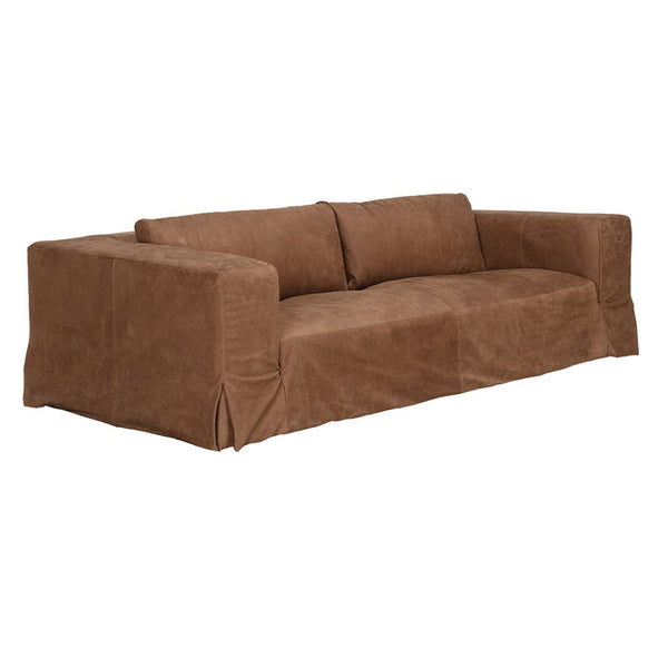 Noir Plato Sofa: Luxurious Orris Brown Leather with Modern Design, Perfect for Stylish Living Spaces! LEA-AS001BR