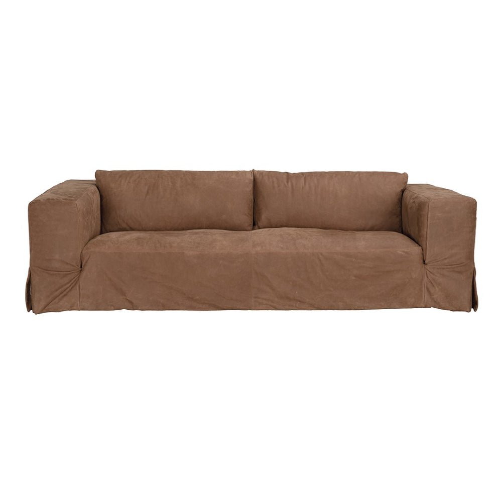 Noir Plato Sofa: Luxurious Orris Brown Leather with Modern Design, Perfect for Stylish Living Spaces! LEA-AS001BR
