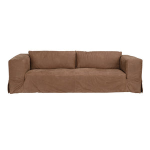 Noir Plato Sofa: Luxurious Orris Brown Leather with Modern Design, Perfect for Stylish Living Spaces! LEA-AS001BR