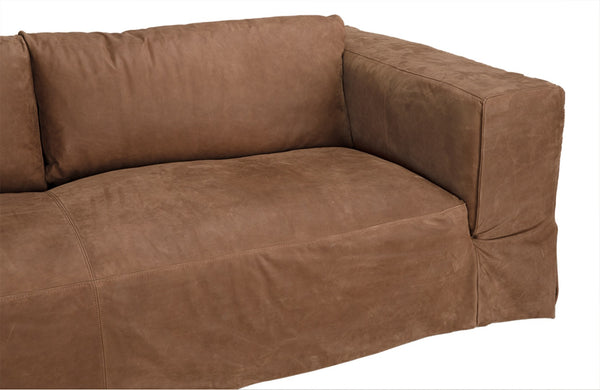 Noir Plato Sofa: Luxurious Orris Brown Leather with Modern Design, Perfect for Stylish Living Spaces! LEA-AS001BR