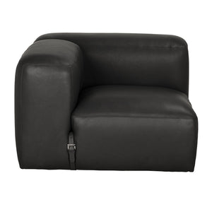 Noir Augustus Modular Sofa – Sculpted Santosa Matte Black Leather for Luxurious Comfort and Style Left Corner LEA-AS003A-L