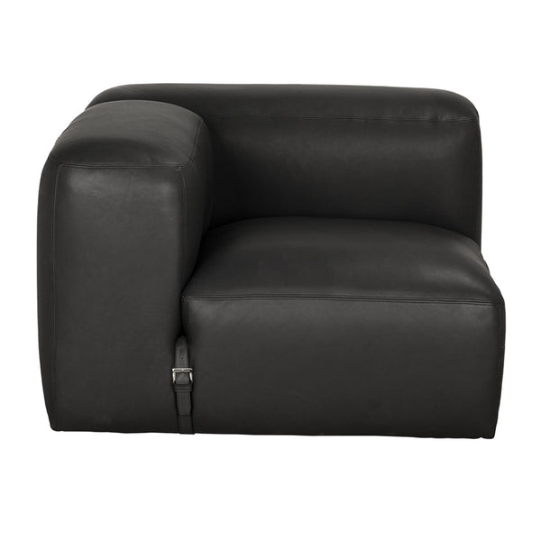 Noir Augustus Modular Sofa – Sculpted Santosa Matte Black Leather for Luxurious Comfort and Style Left Corner LEA-AS003A-L