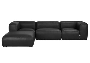 Noir Augustus Modular Sofa – Sculpted Santosa Matte Black Leather for Luxurious Comfort and Style Left Corner LEA-AS003A-L