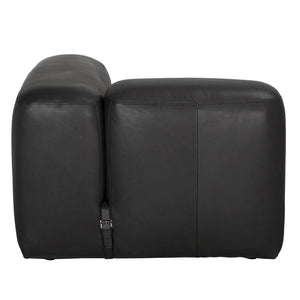 Noir Augustus Modular Sofa – Sculpted Santosa Matte Black Leather for Luxurious Comfort and Style Left Corner LEA-AS003A-L