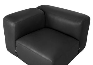 Noir Augustus Modular Sofa – Sculpted Santosa Matte Black Leather for Luxurious Comfort and Style Left Corner LEA-AS003A-L