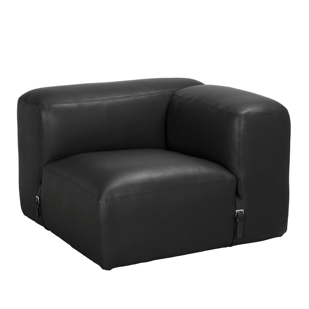 Noir Augustus Modular Sofa – Sculpted Santosa Matte Black Leather for Luxurious Comfort and Style Right Corner LEA-AS003A-R