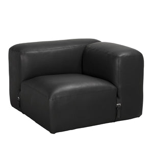Noir Augustus Modular Sofa – Sculpted Santosa Matte Black Leather for Luxurious Comfort and Style Right Corner LEA-AS003A-R