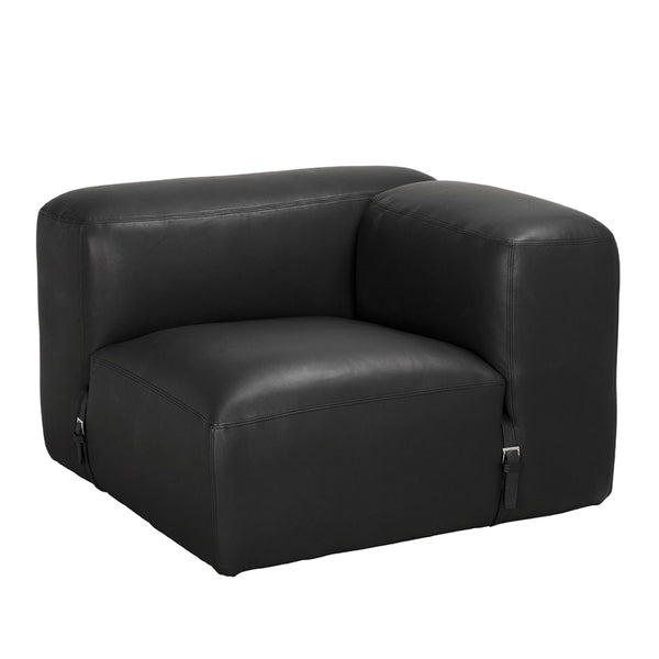 Noir Augustus Modular Sofa – Sculpted Santosa Matte Black Leather for Luxurious Comfort and Style Right Corner LEA-AS003A-R