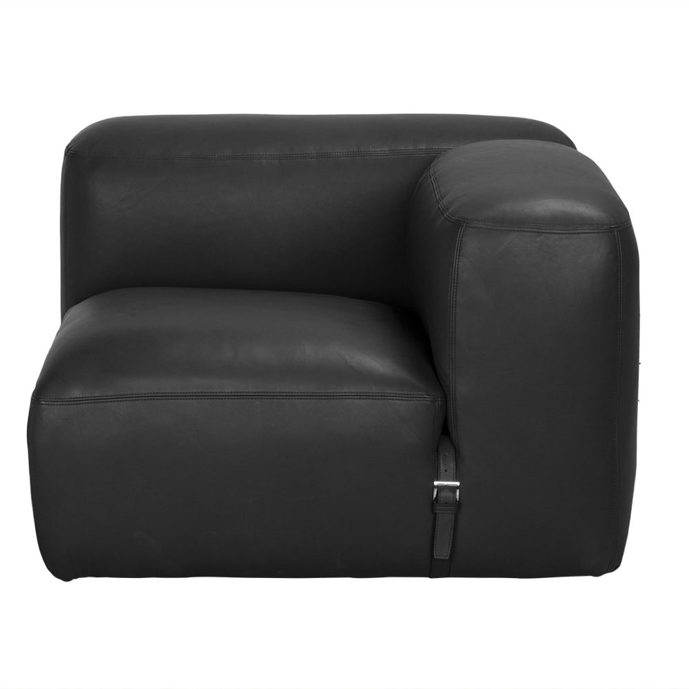 Noir Augustus Modular Sofa – Sculpted Santosa Matte Black Leather for Luxurious Comfort and Style Right Corner LEA-AS003A-R