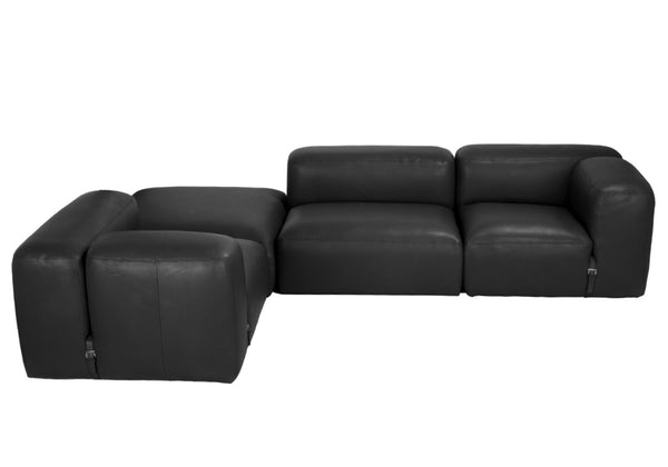 Noir Augustus Modular Sofa – Sculpted Santosa Matte Black Leather for Luxurious Comfort and Style Right Corner LEA-AS003A-R
