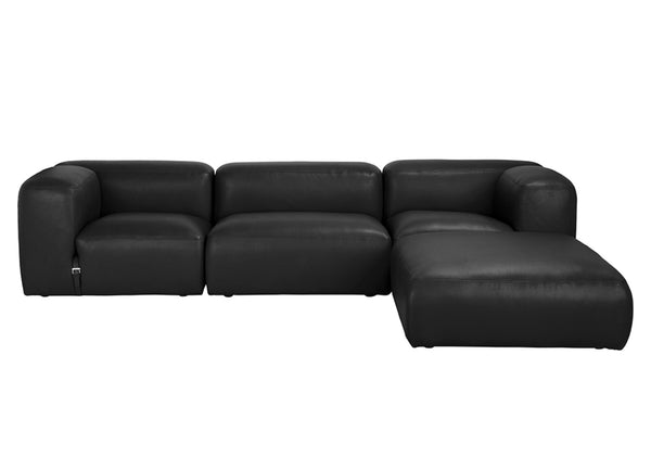 Noir Augustus Modular Sofa – Sculpted Santosa Matte Black Leather for Luxurious Comfort and Style Right Corner LEA-AS003A-R