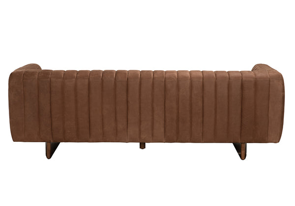 Khann Artisan Leather Sofa with Solid Wood Base for Modern Living Rooms