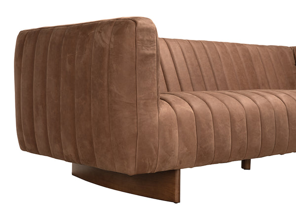 Khann Artisan Leather Sofa with Solid Wood Base for Modern Living Rooms