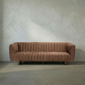 Khann Artisan Leather Sofa with Solid Wood Base for Modern Living Rooms