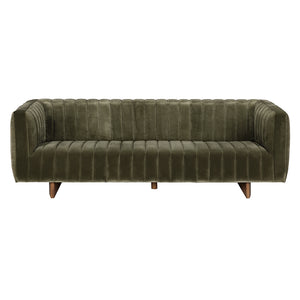 Noir Khann Velvet Sofa Olive Performance Upholstery Solid Wood Legs Living Room Seating LEA-AS004VEL