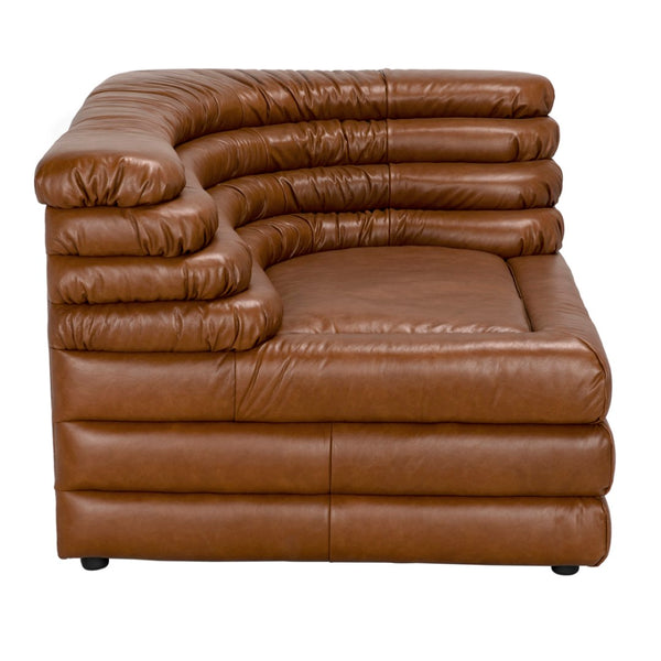 Noir Bandera Sofa: Luxurious Roche Tan Leather Comfort with Timeless Design for Modern Living Spaces R LEA-AS015A-RBR