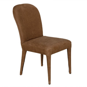 Noir Georgia Dining Chair - Orris Brown Leather with Sturdy Iron Frame for Timeless Dining Elegance LEA-C003BR
