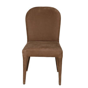 Noir Georgia Dining Chair - Orris Brown Leather with Sturdy Iron Frame for Timeless Dining Elegance LEA-C003BR