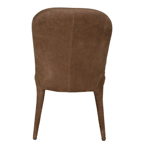 Noir Georgia Dining Chair - Orris Brown Leather with Sturdy Iron Frame for Timeless Dining Elegance LEA-C003BR