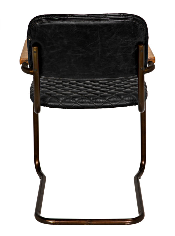 0045 Quilted Leather Dining Arm Chair with Walnut Accents for Upscale Interiors