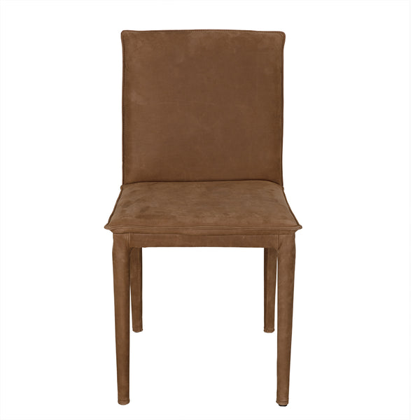 Noir Newton Genuine Leather Dining Chair with Powder-coated Iron Frame for Modern Spaces LEA-C004BR
