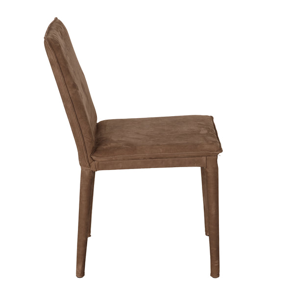 Newton Genuine Leather Dining Chair with Powder-coated Iron Frame for Modern Spaces