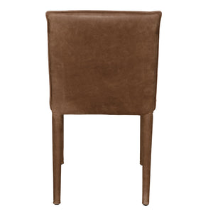 Newton Genuine Leather Dining Chair with Powder-coated Iron Frame for Modern Spaces