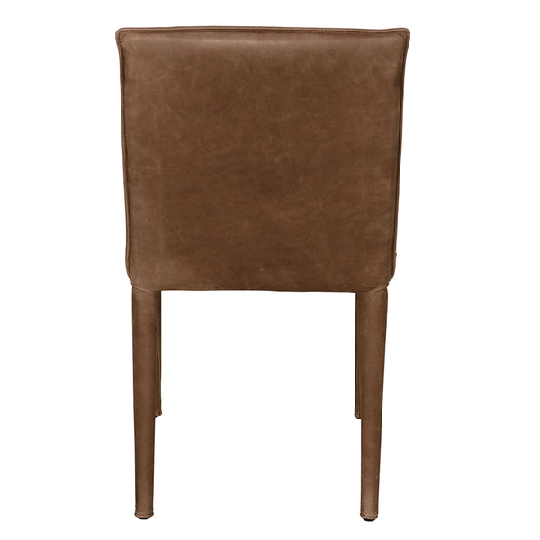 Newton Genuine Leather Dining Chair with Powder-coated Iron Frame for Modern Spaces