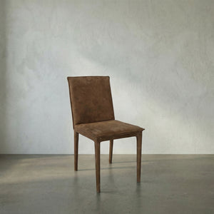 Newton Genuine Leather Dining Chair with Powder-coated Iron Frame for Modern Spaces