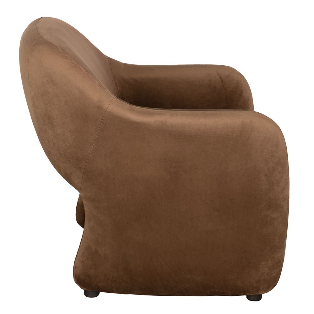 Noir Marx Sculptural Velvet Armchair with Wood Legs for Modern Living Rooms and Lounge LEA-C005BRV
