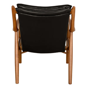Weston Mid-century Accent Chair Top-grain Leather Walnut Frame Living Room Seating