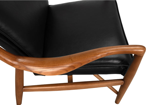 Weston Mid-century Accent Chair Top-grain Leather Walnut Frame Living Room Seating