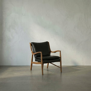 Weston Mid-century Accent Chair Top-grain Leather Walnut Frame Living Room Seating