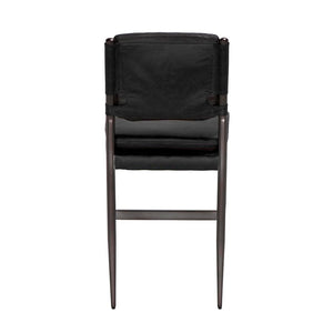 Noir Wooster Counter Chair - Industrial-Style Comfort with Top-Grain Leather and Durable Iron Frame Design Black LEA-C0115-CTR-BLK
