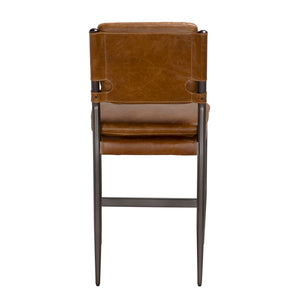 Noir Wooster Counter Chair - Industrial-Style Comfort with Top-Grain Leather and Durable Iron Frame Design Cuba Brown LEA-C0115-CTR-BRW