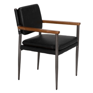 Wooster Chair LEA-C0115C Steel Gray Powder Coat, Dark Walnut, and Ebony Black Noir