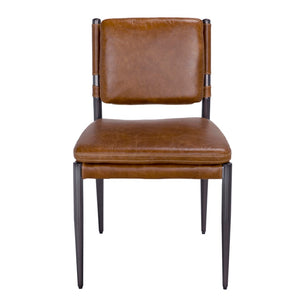 Noir Wooster Dining Chair with Arms – Industrial Elegance in Brown Leather for Stylish Comfort & Support Steel Grey Powder Coat LEA-C0115D-1DBR