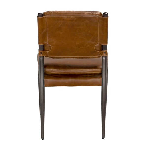 Noir Wooster Dining Chair with Arms – Industrial Elegance in Brown Leather for Stylish Comfort & Support Steel Grey Powder Coat LEA-C0115D-1DBR