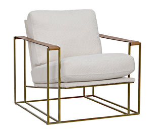 Noir Oryan Boucle and Leather Accent Chair with Steel Frame for Modern Living Rooms LEA-C0341-02-1D
